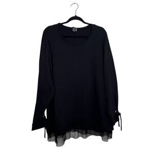 Torrid Black Long Sleeve Wrist Tie Lace Hem Light Weight Sweater